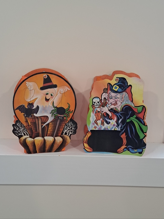 paper bag Halloween Other - Vtg. 80s Die Cut Halloween Witch Ghost Trick Or Treat Gift Bags Nostalgic Retro.